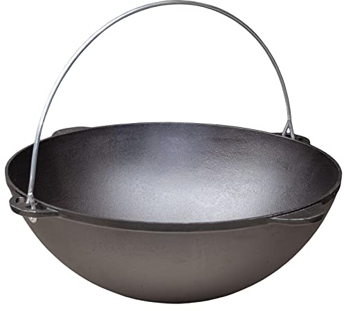 Schwenktopf 8L Camping Kazan aus Gusseisen Kasan Bräter Campingtopf Cast Iron Kessel Asia WOK Gulaschkessel