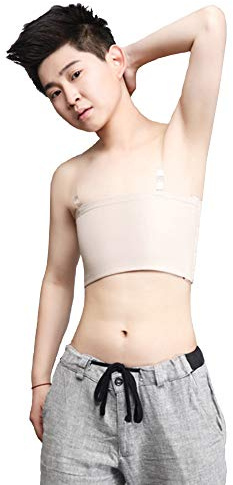 BaronHong Cosplay Baumwolle 3 Reihen von Haken Brust Binder Elastisches Band Trägerloses Top für Tomboy Trans Lesibian