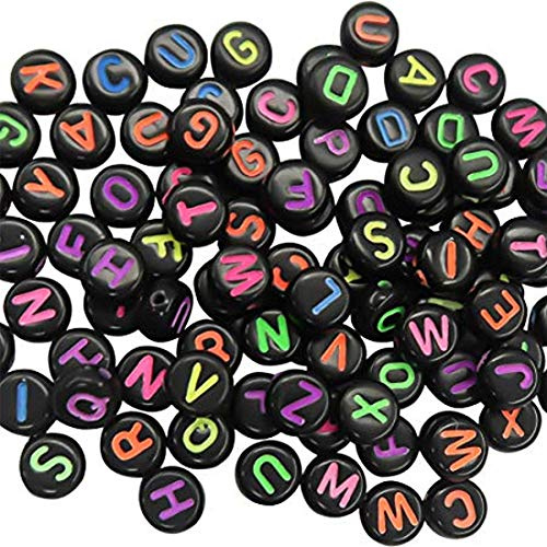 400pcs Black Colour A to Z Random Alphabet Letter 6.5mm Acrylic Beads for Jewellery Making, DIY, Arts & Crafts Projects, Necklaces, Bracelets Making