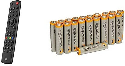 One For All Contour TV Universal Remote Control URC1210 – Ideal replacement for all types of TVs- Guaranteed to work all TV brands – Black & Amazon Basics AAA Performance Alkaline Batteries Pack of 20