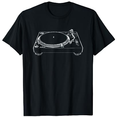 Skizzierter DJ Plattenspieler Turntable Retrotechnik T-Shirt