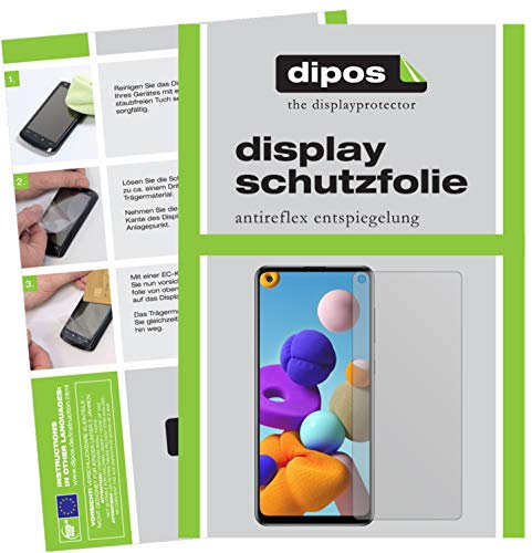 dipos I Schutzfolie matt kompatibel mit Samsung Galaxy A21s Displayschutz-Folie (Kleiner als das Glas, da Dieses gewölbt ist)