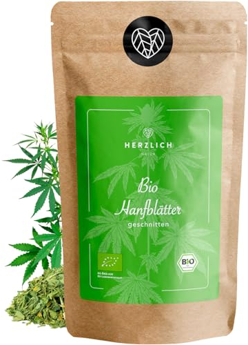 BIO Hanfblätter Tee 80g - Hanftee - loser Abend-Tee - natürlicher Kräutertee in Premium Qualität - milder angenehmer Geschmack | Herzlich Natur