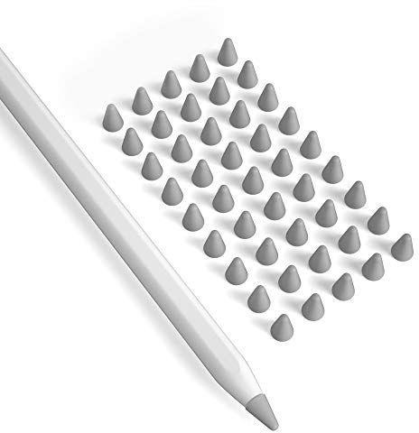 PZOZ 45 Packung rutschfeste Kappe für Apple Pencil 1.und 2. Generation, iPad Pen Silikon Schreibfeder, Spitze Zubehör iPencil Nib Protective Cover 45 Packung (Grau)