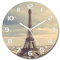Tulup Glasuhr ⌀ 30cm - weißen Zeigern - Wanduhr Wandkunst Bild Gehärtetem Glas Uhr Echtglas Küche Wohnzimmer - Eiffelturm Paris