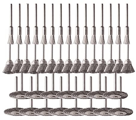 Chesoon 45 Stück Stahldraht Radstiftbürsten Set Kit Drahtrad Topfbürsten Set zum Reinigen von Rost Bohrer Aufsatz Abisolieren