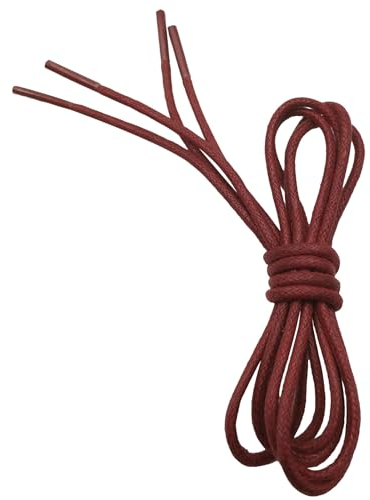 VSUDO 80 cm Cordones Redondos Encerados Rojo Burdeos de Zapatos de Vestir, ø2.5mm Oxford Cordones para Brogue y Derby, Business Cordones de Zapatos para Mujer o Hombre (1 Par-Rojo Burdeos-080cm)