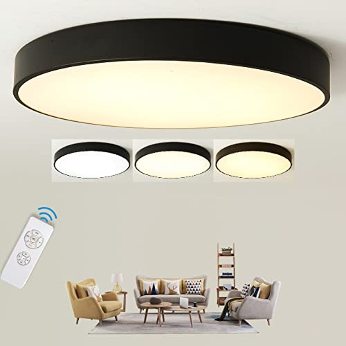 TRUYOK LED Deckenleuchte Dimmbar Schlafzimmer Deckenlampe Schwarz Metall Bürolampe 30W Ultra Slim Rund Innenlampen für Kinderzimmer Wohnzimmer Küchen Flure Balkone