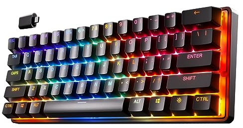 SteelSeries Apex Pro Mini Wireless HyperMagnetic Gaming-Tastatur – Die weltweit schnellste Tastatur – 60%-Formfaktor – RGB – PBT-Keycaps – Bluetooth – 2,4 GHz – USB-C – Nordisch Tastatur QWERTY