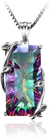 HCMA Elegante Halskette aus 925er Silber, rechteckig, Topas, Edelsteine, Anhänger für Frauen, Hochzeit, Versprechen, Party, Schmuck, Geschenk