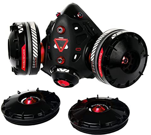 ZCBYBT Cyberpunk Mundrequisiten Gothic Cosplay Futuristische Tech Mechanische Halloween Make-up Party Requisiten,Rot