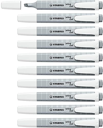 STABILO 10 Textmarker Swing Cool Keilspitze Pastell Grau Seide