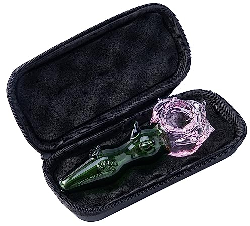 RORA Flower Glaspfeife Pink mit grünen Rauchbong-Löffelpfeifen Tragbare kleine Handpfeife