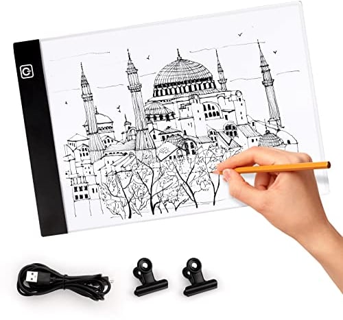 Led Licht Pad A4, Leuchttisch A4 Tragbare LED, Leuchttisch LED Zeichenbrett, mit Einstellbare Helligkeit, für Diamond Painting, Künstler, Skizzieren, Animation, Röntgenbetrachtung (A4)