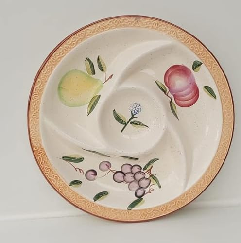 Antipastiera in Ceramica Piatto con Scomparti, 4 Sezioni divisori Ø 32 cm x h 2 cm (Beige)
