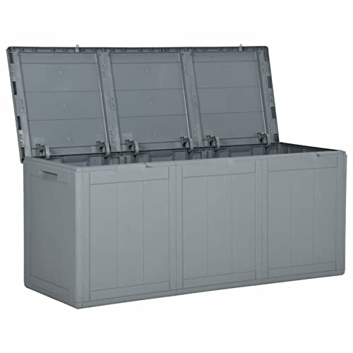 Keketa Garten Aufbewahrungsbox Kissenbox Auflagenbox Gartenbox Gartentruhe Wetterfest Kissentruhe Aufbewahrungstruhe für Balkon Garten Terrasse 270 L Grau Rattan-Optik
