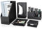KINGFOM PU Leder Schreibtisch Set, 5Pcs Büroset mit Stehsammler, Schreibtisch Organizer, Kosmetiktücherbox, Valet Tray und Zettelbox (T104H-Schwarz)