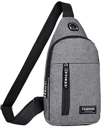 BYYLECL Fashion Sling Bag Rucksack, Herren Damen Leichte Crossbodys, Brusttaschen für Männer Frauen Kinder, Schultertasche für Sport und Outdoor Grau