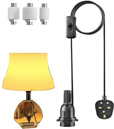 Klarlight DIY Bottle Light Kit Wine Bottle Table Lamp E27 Edison Edison Screw Bottle Lamp Holder, UK Adaptor, 15mm 20mm 25mm Bung, Turn Any Whisky, Gin or Wine Bottle into a Custom Table Lamp - Black