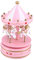 Garneck Rosa Kasten Karussell- Musik Figur Schreibtischaufsatz Tischdekoration Mini-karussell Karussell-ornamente Esstisch Uhrwerk Hölzern Kind Luxuriöses