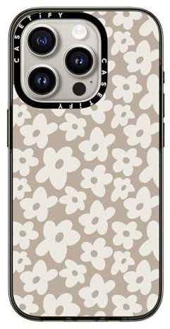 CASETiFY Compact Case for iPhone 15 Pro [2X Military Grade Drop Tested / 4ft Drop Protection] - Natural Flower - Clear Black
