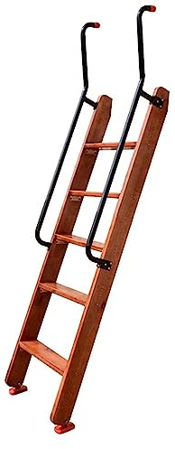 5-Stufen-Leiter, Etagenbettleiter aus Holz mit extra langem Handlauf, rutschfeste 60-Zoll-Bettleiter für Etagenbetten, Hochbetten und Schlafsaalbetten
