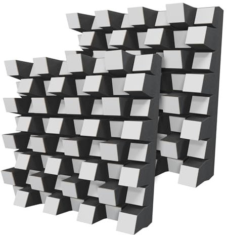 Lot de 2 diffuseurs acoustiques | Diffusion 2D | Réflexion – Diffusion – Absorption – Insonorisation | Panneau d'art mural | Plaques de couleur : (Blanc, SIRIUS (150 mm))