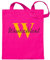 Kiwistar Personalisierter Stoffbeutel - pink - mit Initial und Name - Wunschtext individuell personalisiert - Einkaufsbeutel - Markttasche - Strandtasche - Einkaufstasche - Geschenk - Frau - shopping