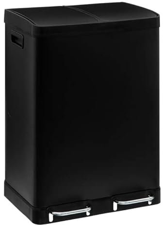 Paris Prix FIVE Simply Smart - Poubelle de Tri 2 Bacs en Métal Ariane 30L Noir