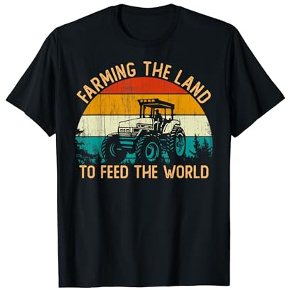 Vintage Retro Farming the land to feed the World Tractor T-Shirt
