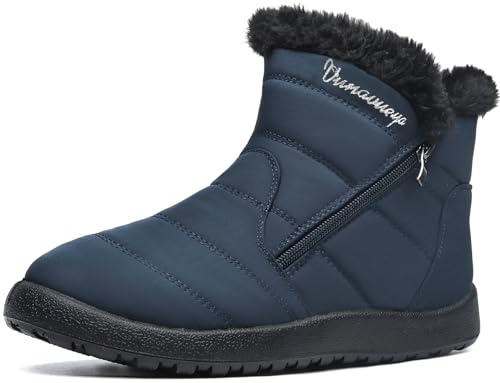 Vunavueya Chaussures Bottes D'Hiver Femmes Courte Bottines Mode de Neige avec Doublure Chaud Fourrure Confort Winter Boots Bleu Vert 39 EU_250