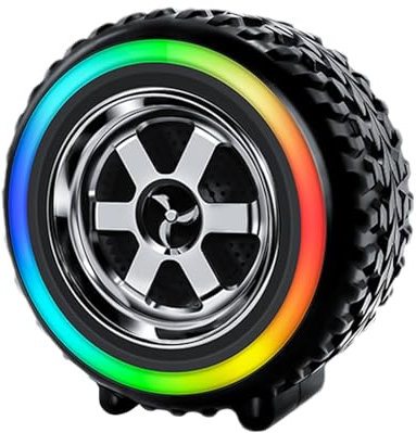 Toseky Wireless Speaker | Car Wheel Shaped Speakers Wireless Loud Small Wireless Speaker with Led Ambient Light,Handheld Pocket Size, Punchy Bass Rich Audio Stereo Pairing for Shower, Room, Car