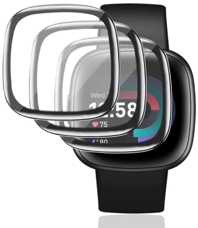 Teenrpov Pellicola Protettiva per Fitbit Versa 4, 3 Pezzi HD Anti Graffio Soft Film (Non Vetro Temperato), per Fitbit Versa 4 3D Flessibile Senza Bolle Protezione Schermo