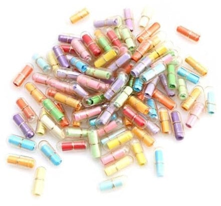 Zerodeko Wishing Bottle Capsules 50 Pack Mini Bottles for Kids Birthday Jewelry Making Personalized Blessings to Share Friends Random Color
