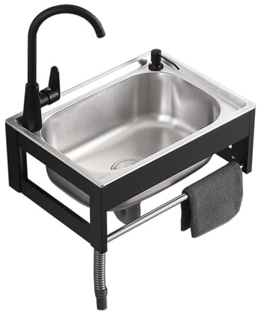 Gewerbliche Küchenspüle Aus Edelstahl Mit Handtuchhalter，einfaches Handwaschbecken Zur Wandmontage Im Badezimmer，wäschewaschbecken Mit Wasserhahn，für Restaurants/geschäfte/Bars/zuhause