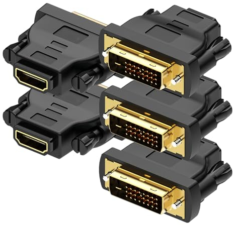 MMOBIEL Adaptateur HDMI vers DVI - Bidirectionnel - DVI-D Mâle Dual Link vers HDMI Femelle - Convertisseur pour Moniteur, PC, TV, Jeux, Projecteur - 1080p Full HD 60Hz - Connecteur Or - 5 Unités