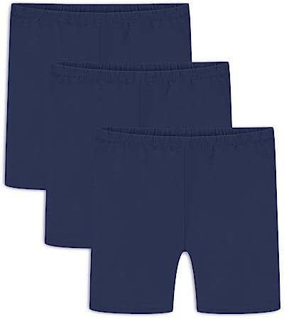 Auranso Girls Cycling Shorts Age 5-14 Teen Kids Cotton PE Dance Cycle Gymnastic Shorts Breathable Under Dress Shorts for Girls 3 Pack