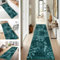 SUCERU Teppich Läufer Flur Küche rutschfest waschbar Teppichläufer Lang 80X350CM Cyan Modern Design Meterware Korridor Tepiche Esszimmer Schlafzimmer Wohnzimmer Schmutzfangmatte
