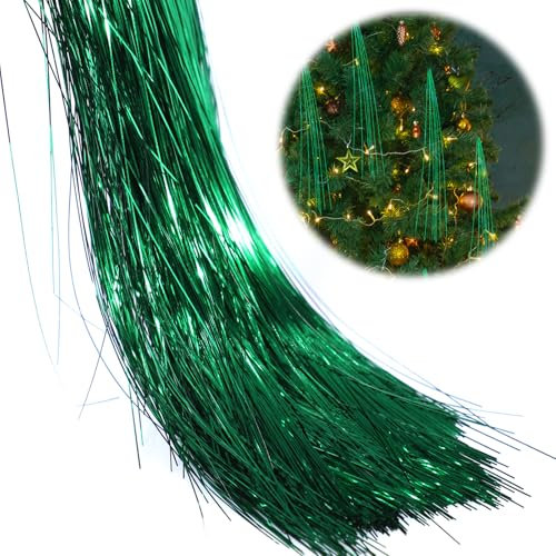 2000stk Lametta, Lametta Weihnachtsbaum Lametta Vorhänge Glitzer Vorhang Deko Festivaldekor Zubehör für Geburtstagspartys(Grün)