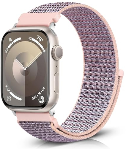 Bcuckood Correa deportiva de nailon compatible con Apple Watch 49 mm 46 mm 45 mm 44 mm 42 mm para mujer y hombre, pulsera deportiva Solo Loop para iWatch Serie 10 9 8 7 6 5 4 3 2 1 Ultra SE, rosa