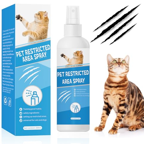 chimoo Katzenabwehrspray,200ml Katzen Fernhaltespray für Innen Fernhaltemittel für Katzen Beruhigungsmittel für Katzen Anti Kratz Spray Katzen für Pflanzen,Böden,Möbel,Schützt Ihr Zuhause