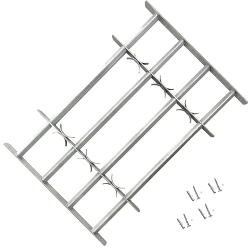 ZEYUAN Fenstergitter Verstellbar mit 4 Querstäben, Fenstergitter Einbruchschutz, Fenstergitter Sicherheit, Kellerfenster Gitter, Fenstergitter Einbruchschutz Aussen, 500-650 mm