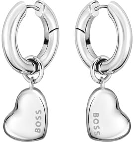 BOSS Jewelry Ohrringe für Damen Kollektion HONEY LOVE aus Edelstahl mit einem Herz-Anhänger - 1580640