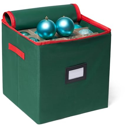JOIEDOMI Weihnachtsschmuck Aufbewahrungsbox, Weihnachten Lagerung Container speichern bis zu 64 Urlaub Ornamente 3 Zoll//7.62cm, Urlaub Dekoration Veranstalter Zwei Griffe (Grün)