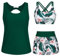 JASAMBAC Tankini 3 pièces pour femme, haut de bikini push-up et short de bain taille haute, maillot de bain simple, maillot de bain de sport pour femme, maillot de bain pour piscine, plage, Imprimé