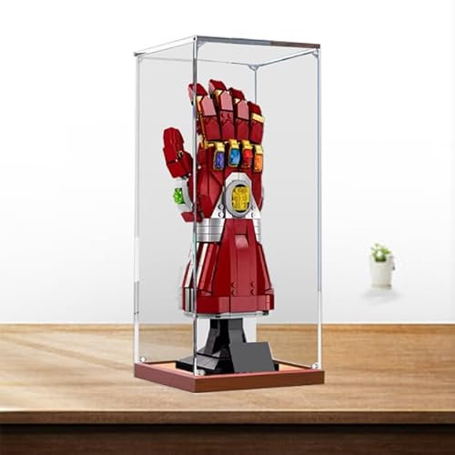 BoHeart Acrylic Display Case for Lego 76223 Marvel Nano Gauntlet Iron Man Model with Infinity Stones, Dustproof Display Box for Models Collectables (Only Case)