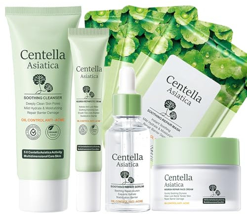 Juego de cuidado facial para niñas adolescentes para limpieza suave y cuidado, juego de cuidado de la piel para mujer, set de cuidado de la piel para mujeres, set de cuidado de la piel Centella