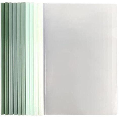 BIVBWQU Lot de 10 Dossiers A4 en Plastique, Vert, Standard, A4, 10 Feuilles, Couverture de Rapport