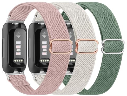 Meliya Elastic Strap for Fitbit Inspire 2 for Women Men, 3 Pack Breathable Nylon Stretchy Replacement Wristband for Fitbit Inspire