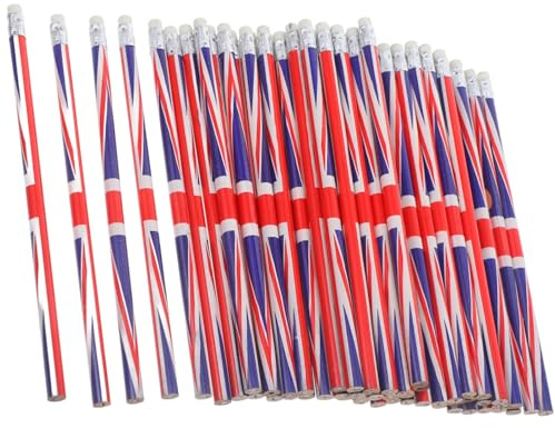 Gadpiparty 60pcs UK Flag Pencils With Erasers, Union Jack Flag Pen, for School Office Supplies Stationery Party Decor